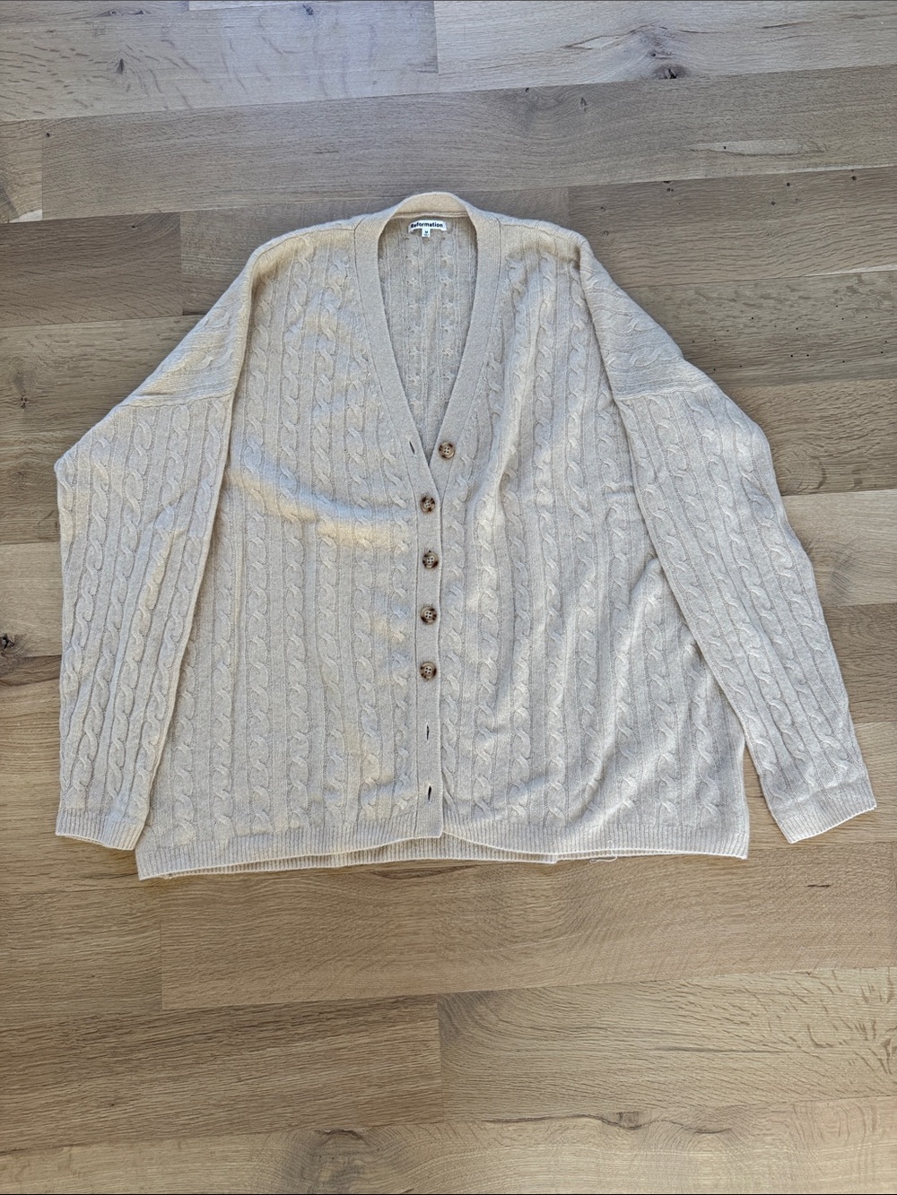 Reformation Cream Cable-Knit V-Neck Cardigan. So soft! Brand new without tags!
